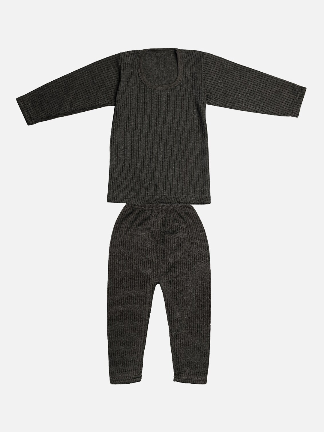 

TINY HUG Girls Charcoal Grey Striped Thermal Set