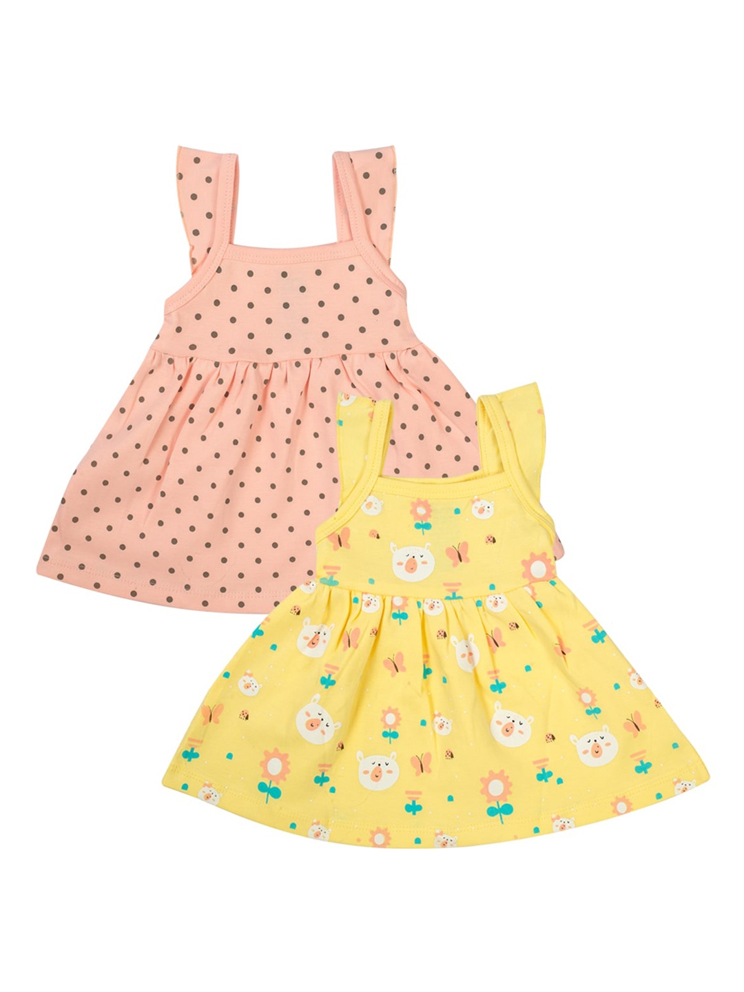 

MeeMee Yellow & Peach-Coloured Dress