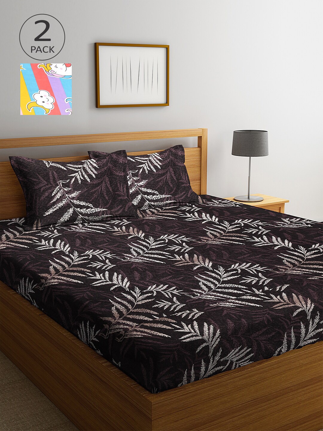 

Arrabi Pack of 2 Printed 300 TC 2 King Bedsheet with 4 Pillow Covers, Multi