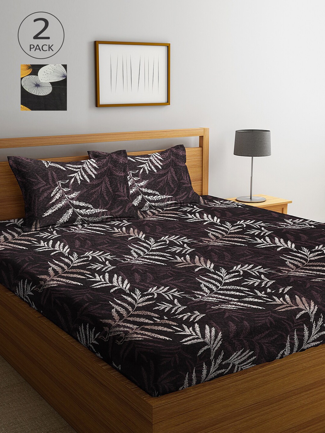

Arrabi Multicoloured Printed 300 TC 2 King Bedsheet With Pillow Cover Set, Multi