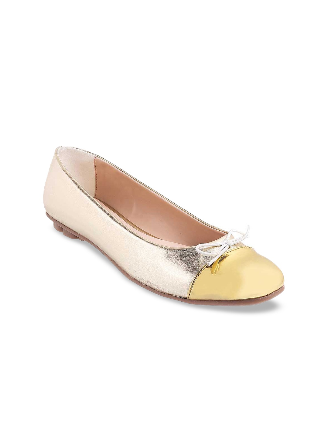 

Catwalk Women Gunmetal-Toned & Gold-Toned Colourblocked Ballerinas with Bows, Metallic