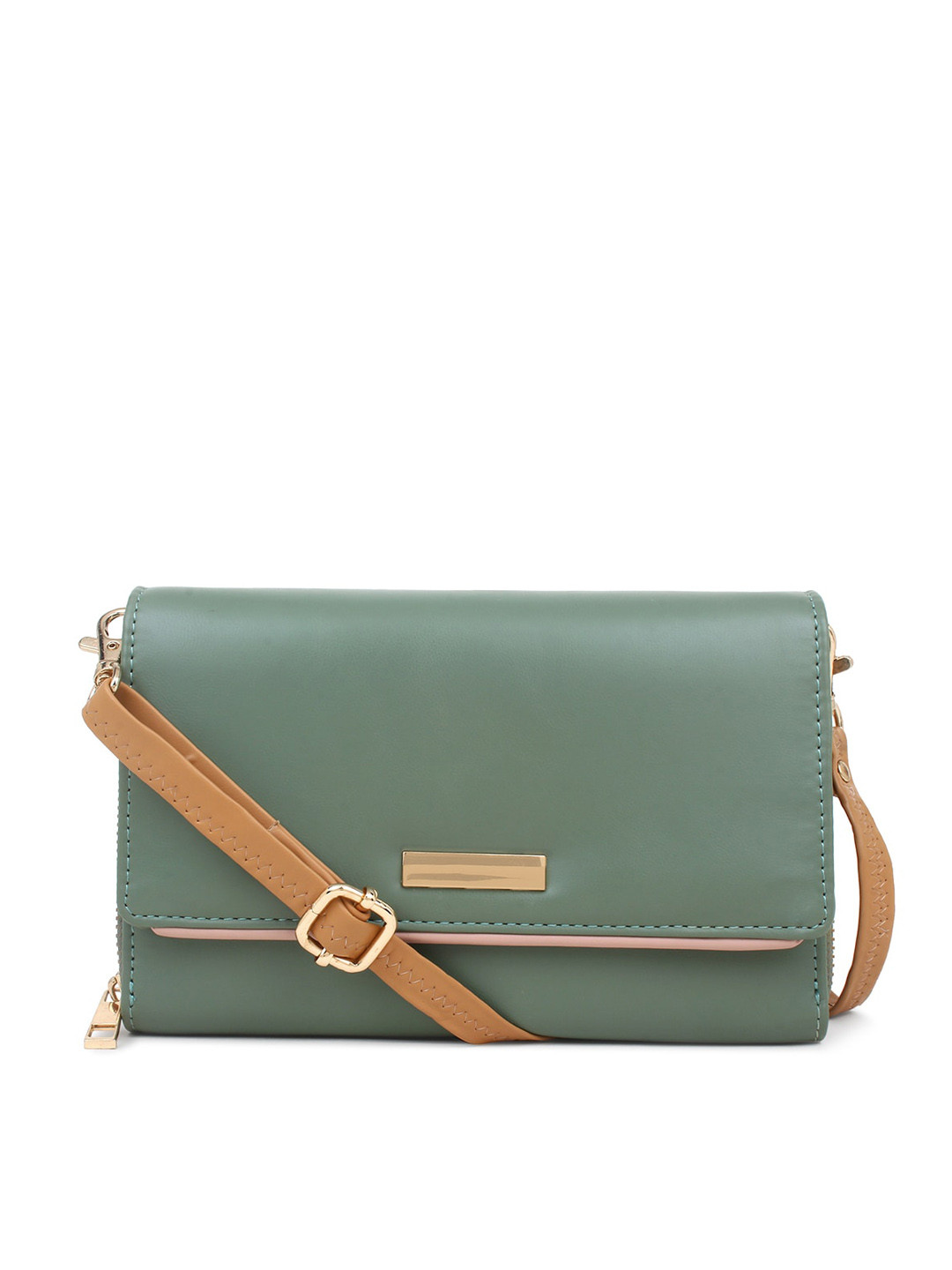 

Spice Art Olive Green PU Structured Sling Bag