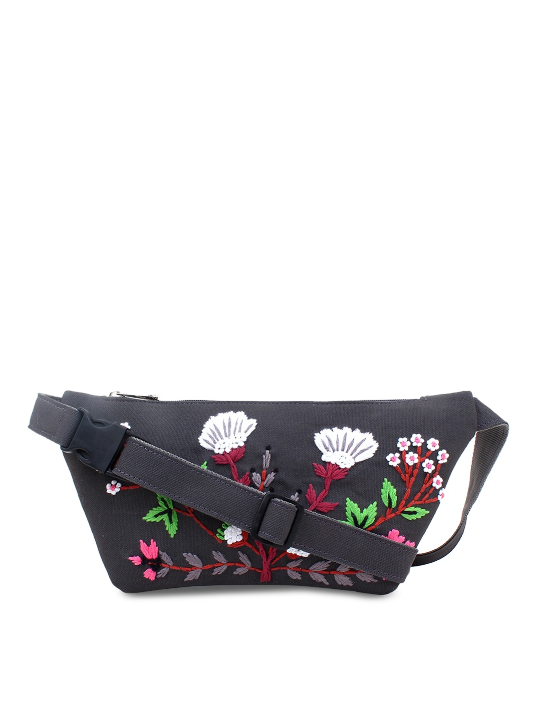 

Spice Art Women Grey & Red Embroidered Waist Pouch