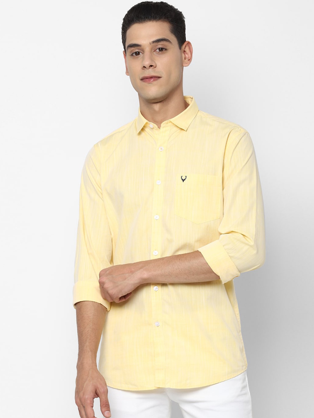 

Allen Solly Men Yellow Slim Fit Opaque Striped Casual Shirt
