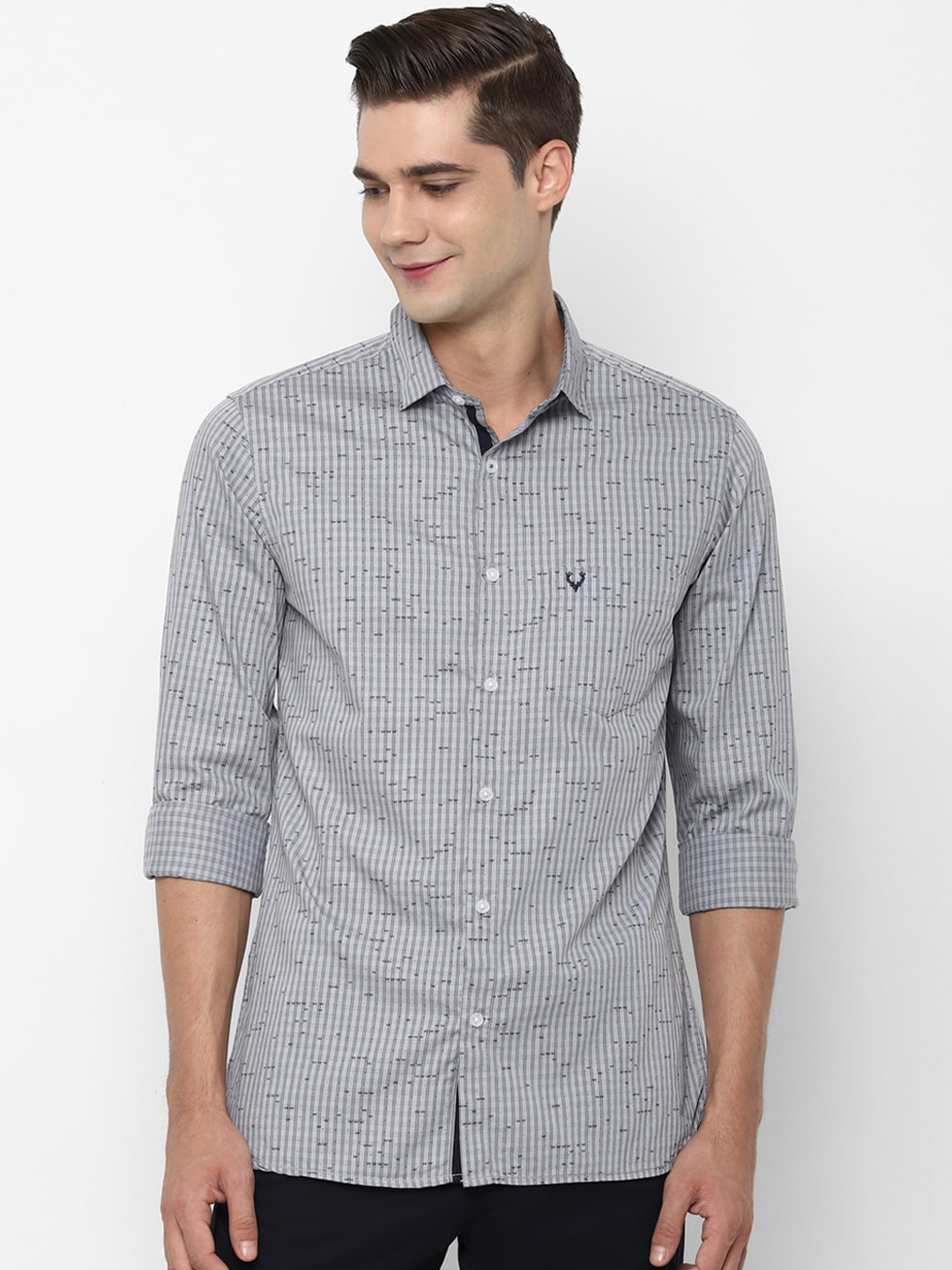 

Allen Solly Men Grey Slim Fit Opaque Checked Casual Shirt