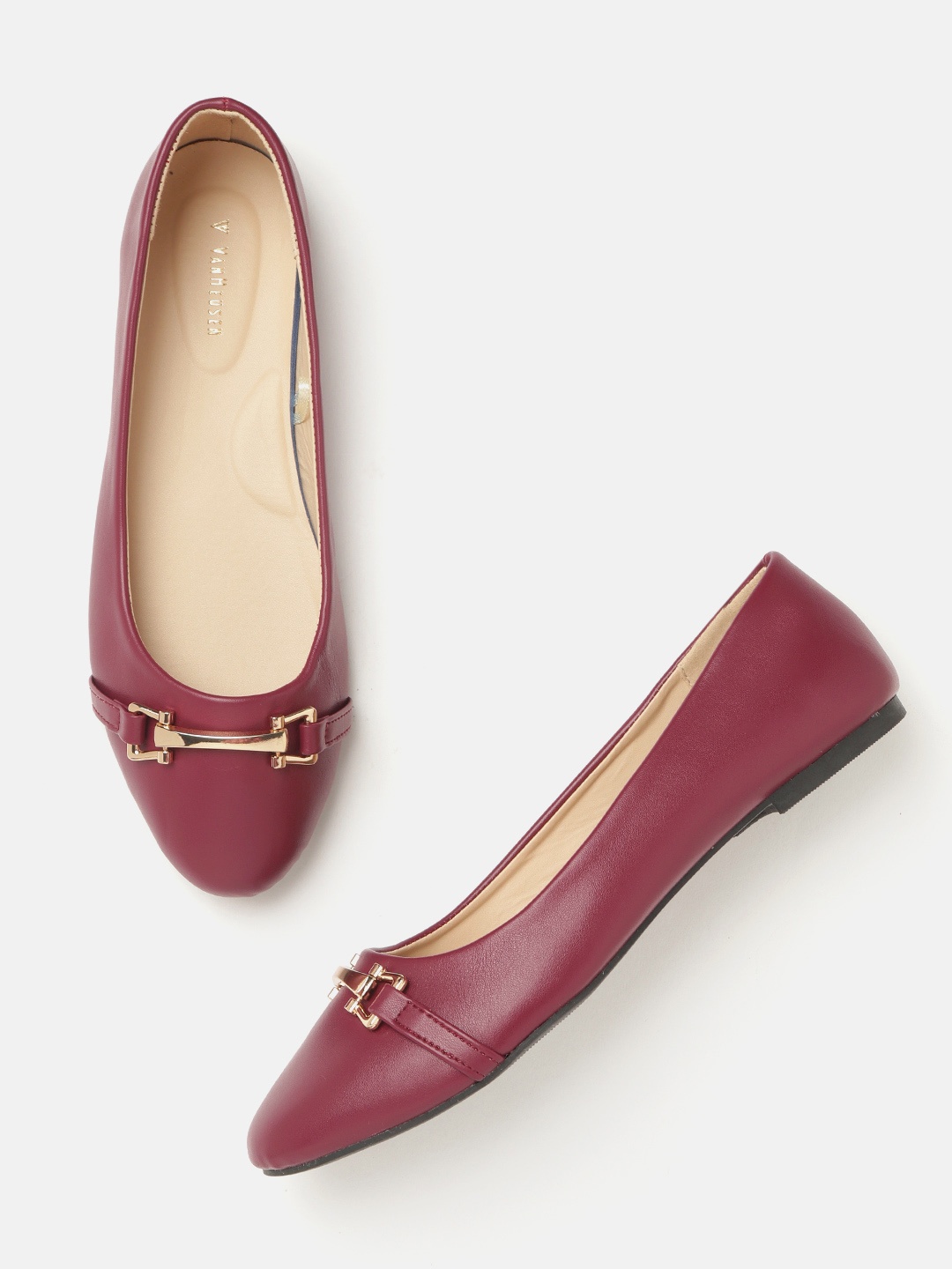 

Van Heusen Woman Women Maroon Solid Ballerinas with Metallic Detail