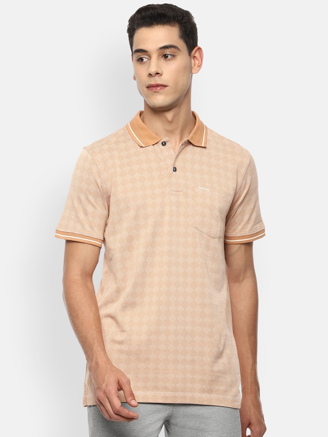 

Van Heusen Men Peach Polo Collar T-shirt