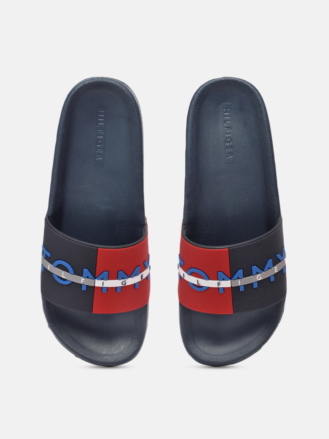 

Tommy Hilfiger Men Navy Blue & Red Colourblocked Sliders