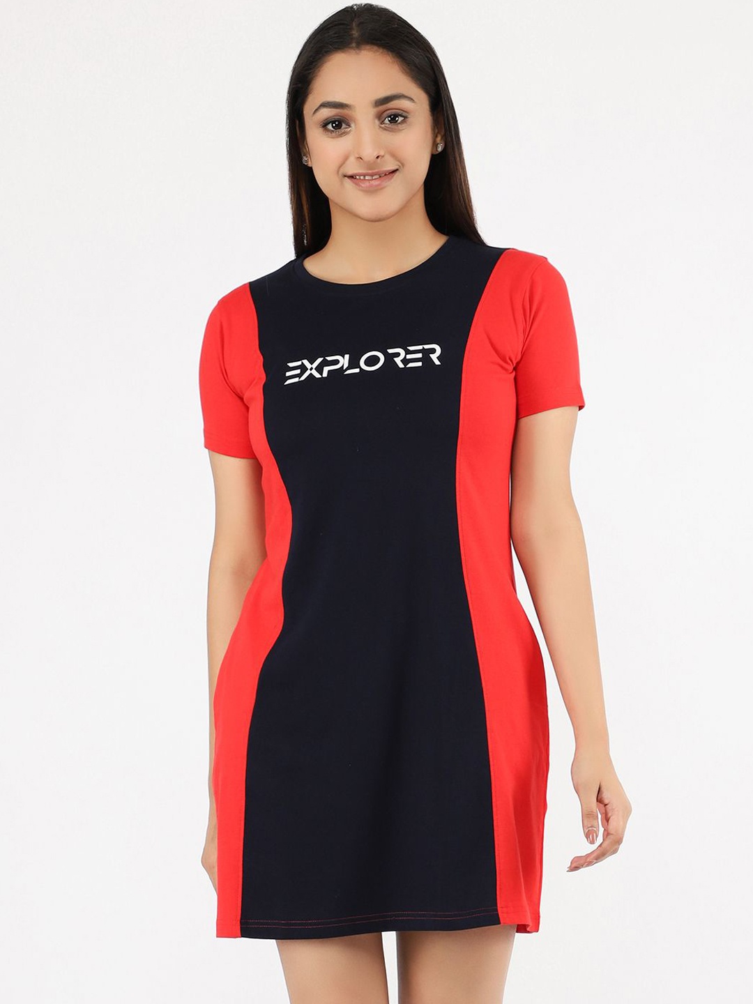 

JUNEBERRY Red & Black Sweater Cotton Dress