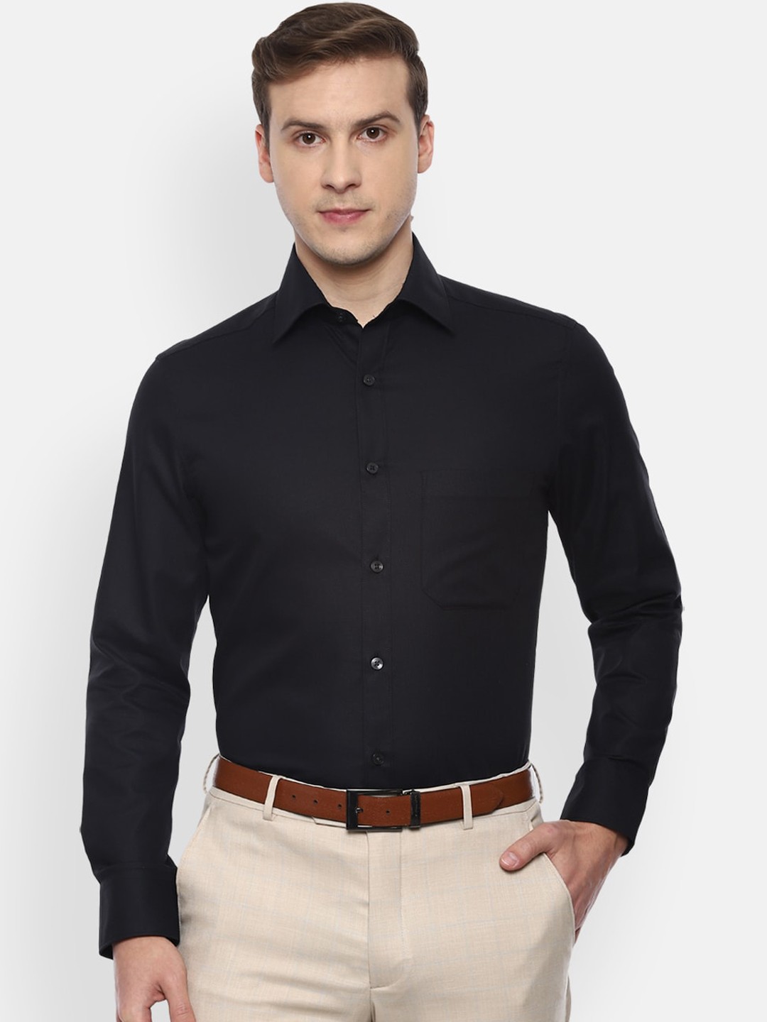 

Louis Philippe Men Black Opaque Formal Shirt