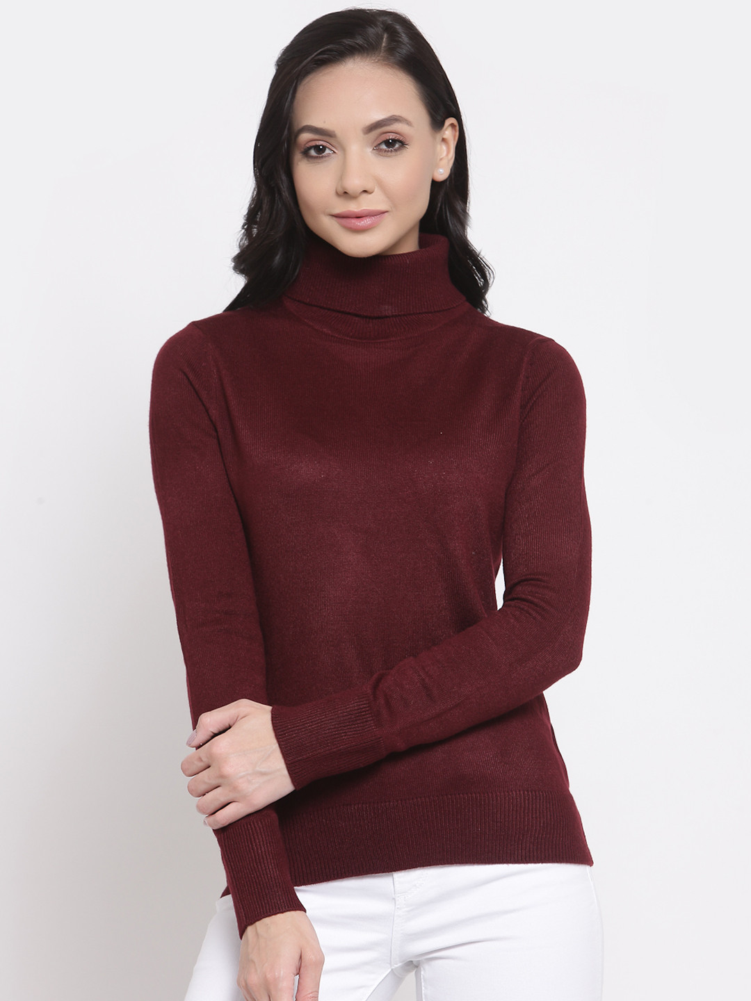 

Mode by Red Tape Women Maroon Solid Sweater