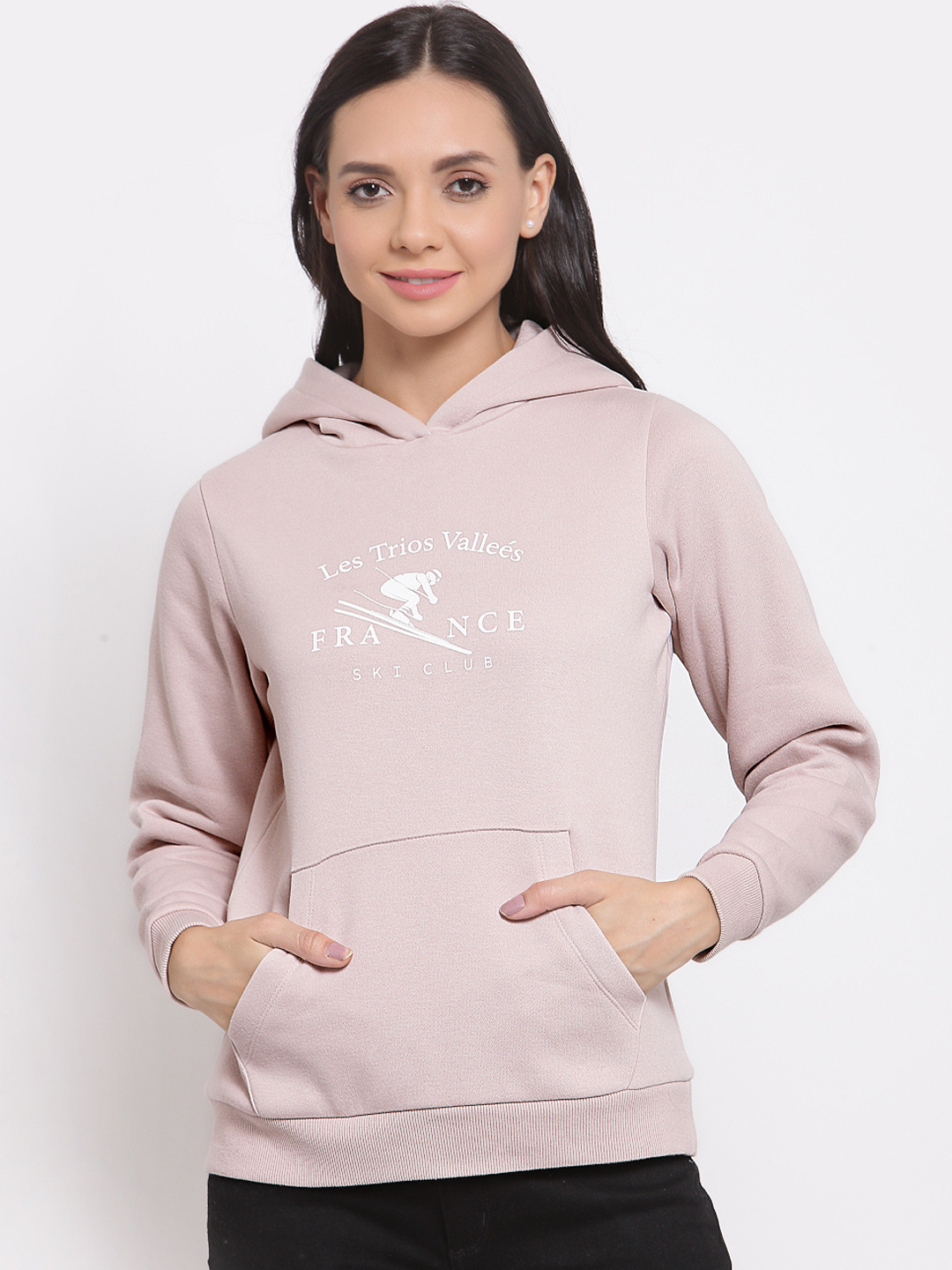 

Mode by Red Tape Women Pink Printed Hooded Sweatshirt, Off white