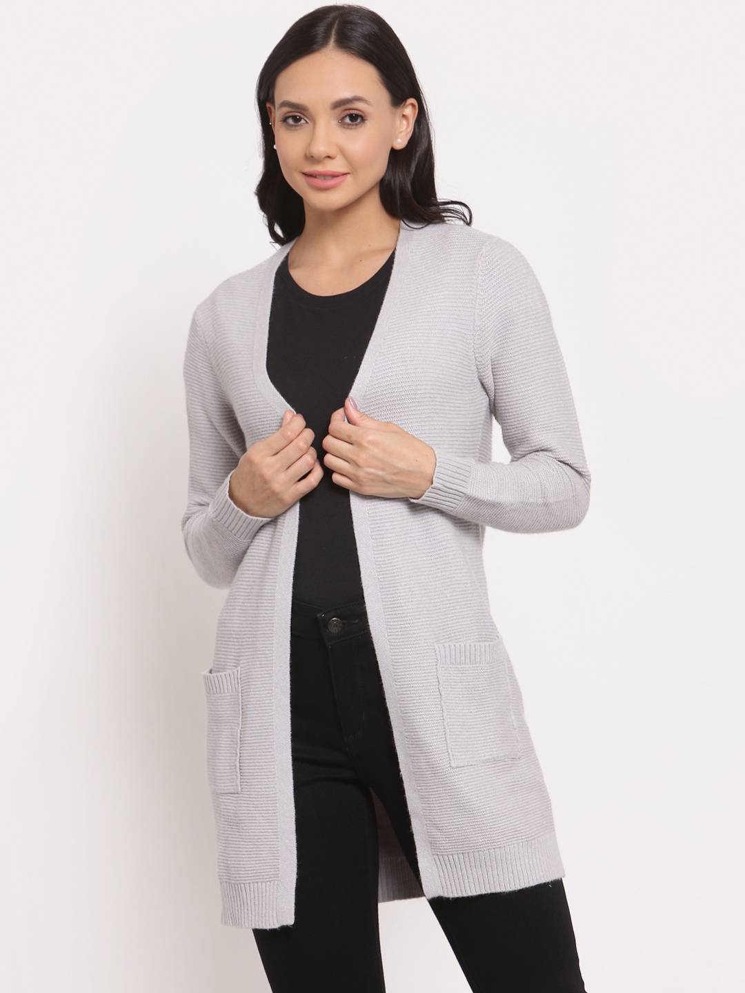 

Mode by Red Tape Women Grey Self Design Sweater