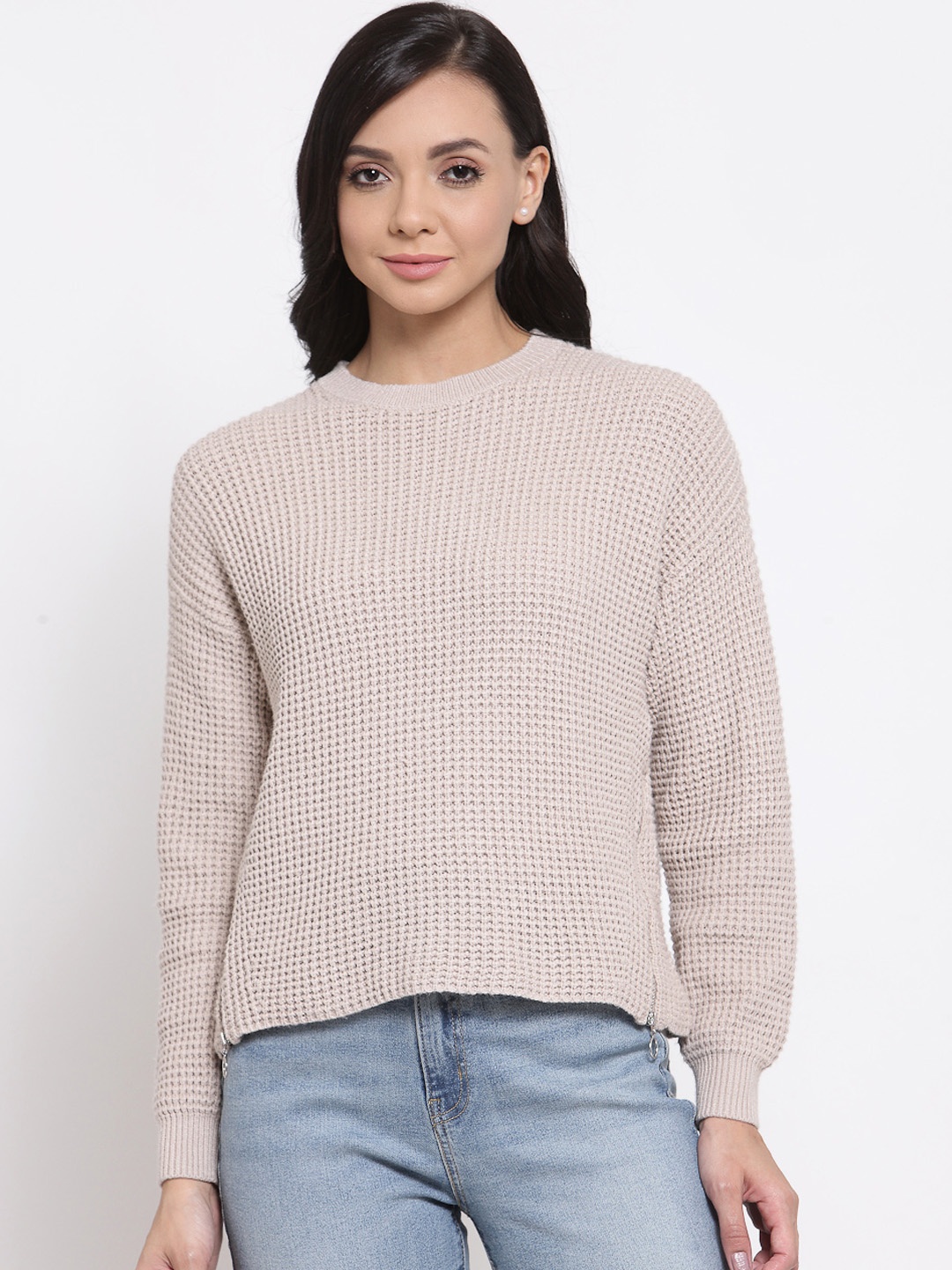 

Mode by Red Tape Women Beige Self Design Sweater