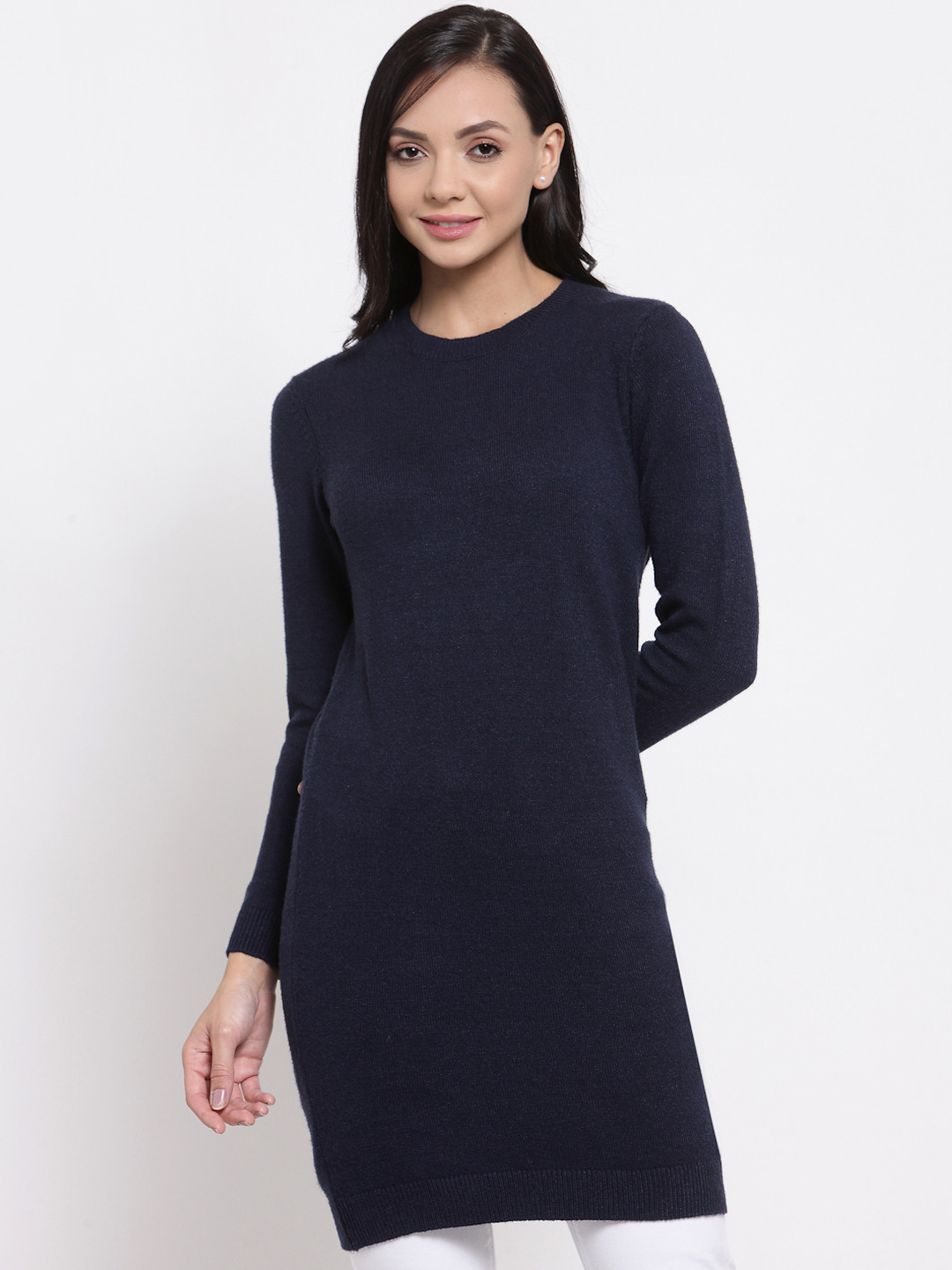 

Mode by Red Tape Women Navy Blue Solid Sweater