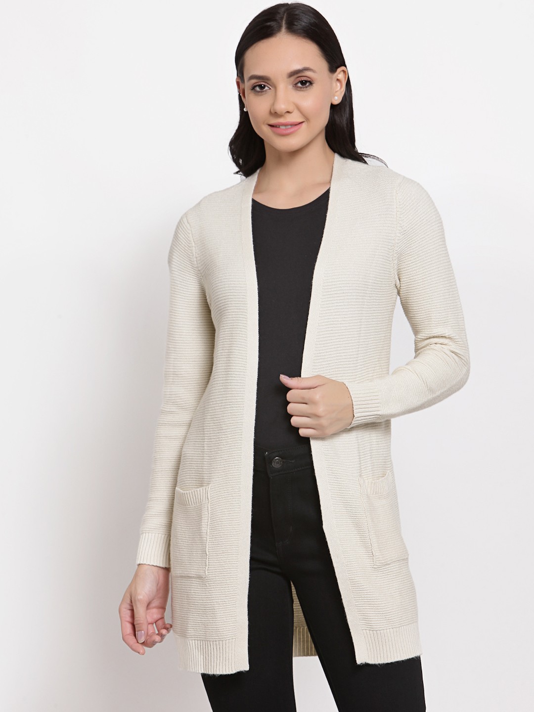 

Mode by Red Tape Women Off White Self Design Sweater