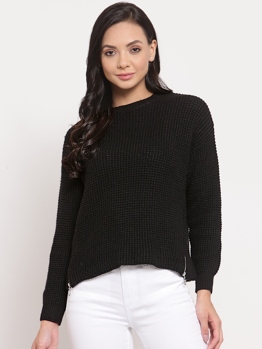 

Mode by Red Tape Women Black Self Design Sweater