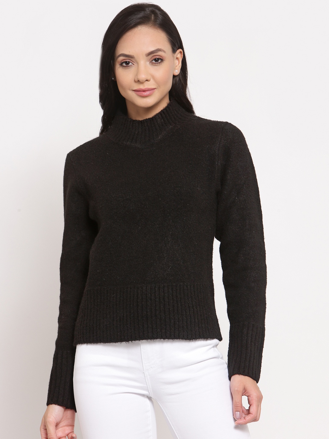 

Mode by Red Tape Women Black Solid Sweater