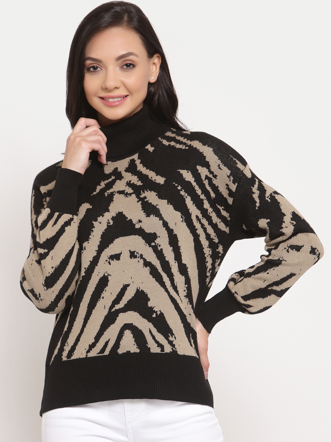 

Mode by Red Tape Women Black Self Design Sweater