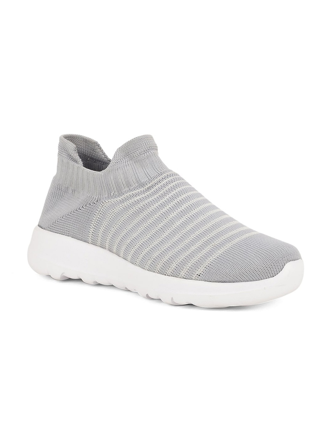 

HERE&NOW Women Grey Striped Slip-On Sneakers