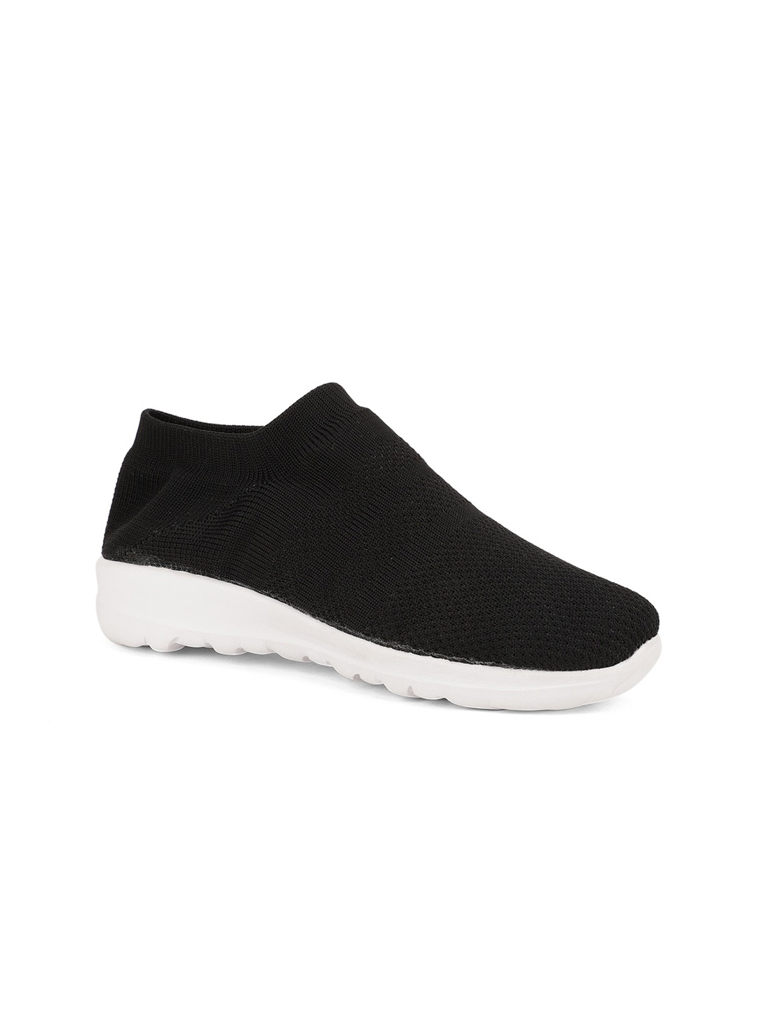 

HERE&NOW Women Black Woven Design Slip-On Sneakers