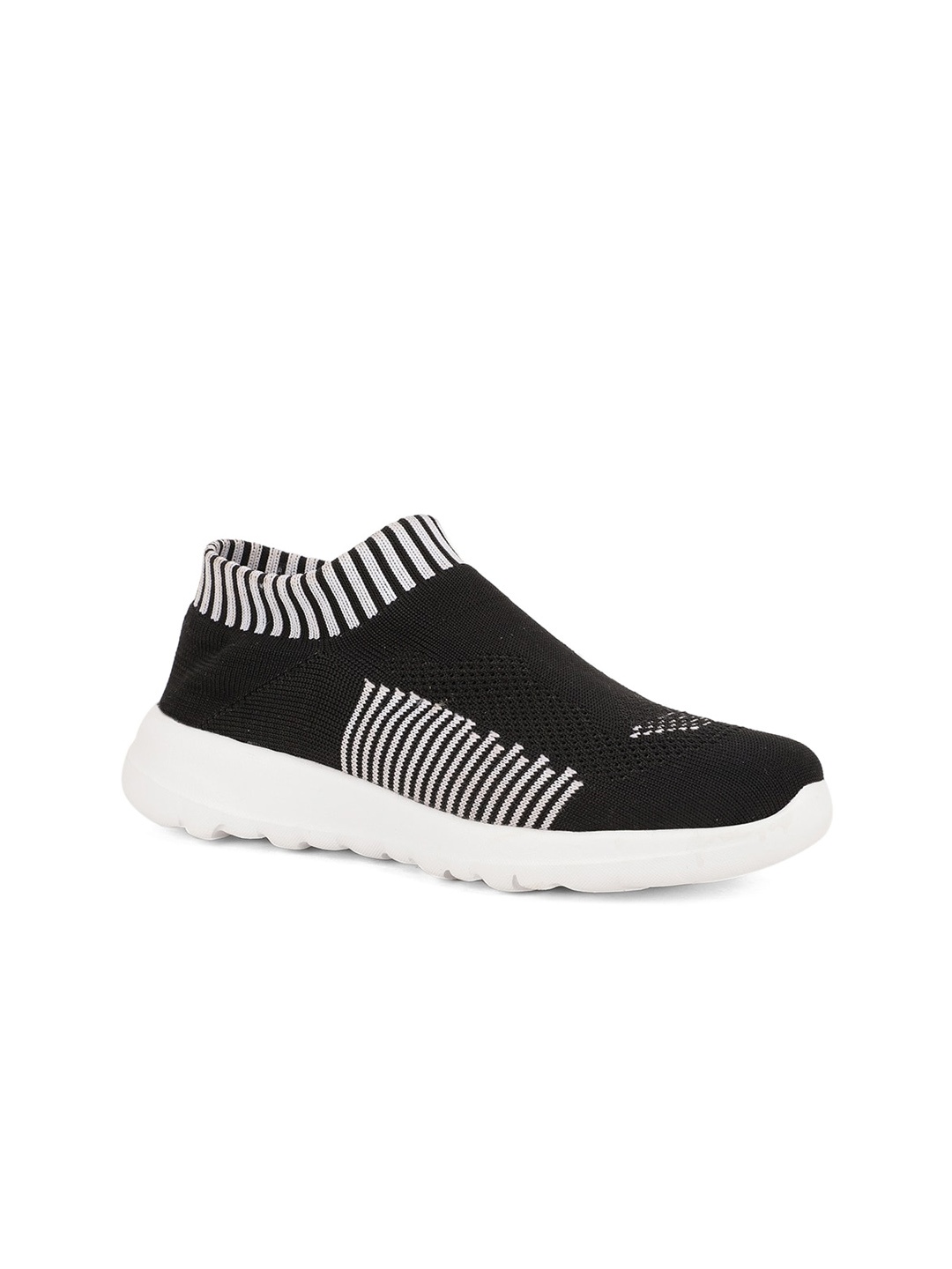 

HERE&NOW Women Black Woven Design Slip-On Sneakers
