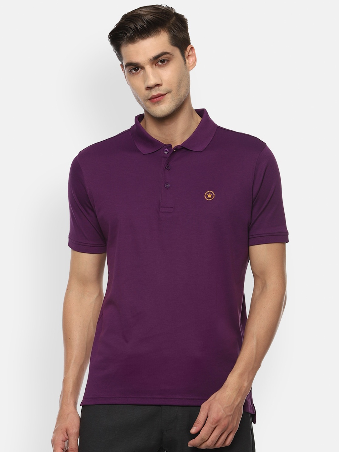 

Louis Philippe Men Violet Polo Collar T-shirt