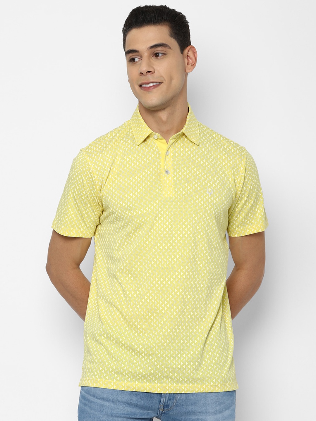 

Allen Solly Men Yellow Printed Polo Collar T-shirt