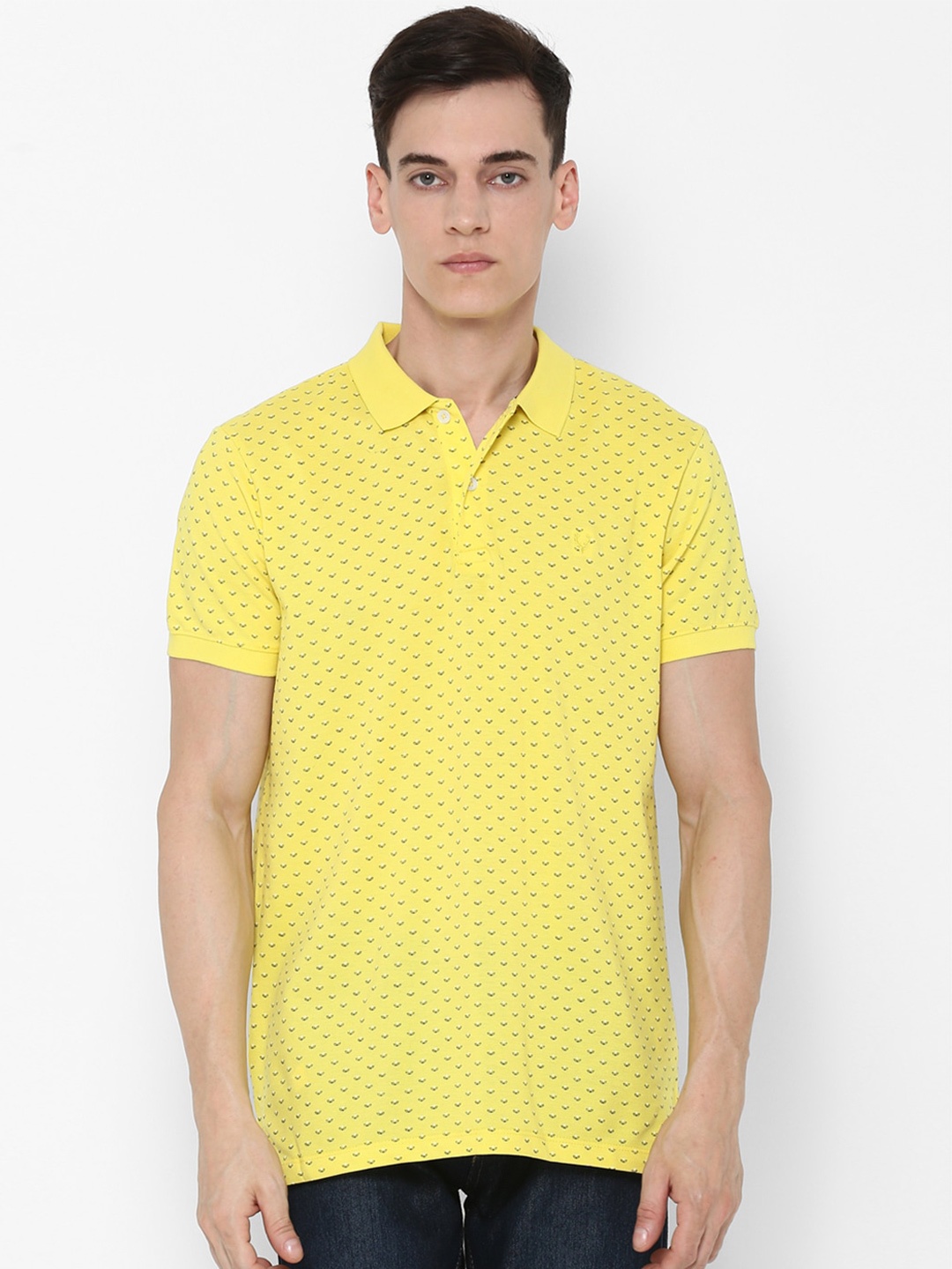 

Allen Solly Men Yellow Printed Polo Collar T-shirt