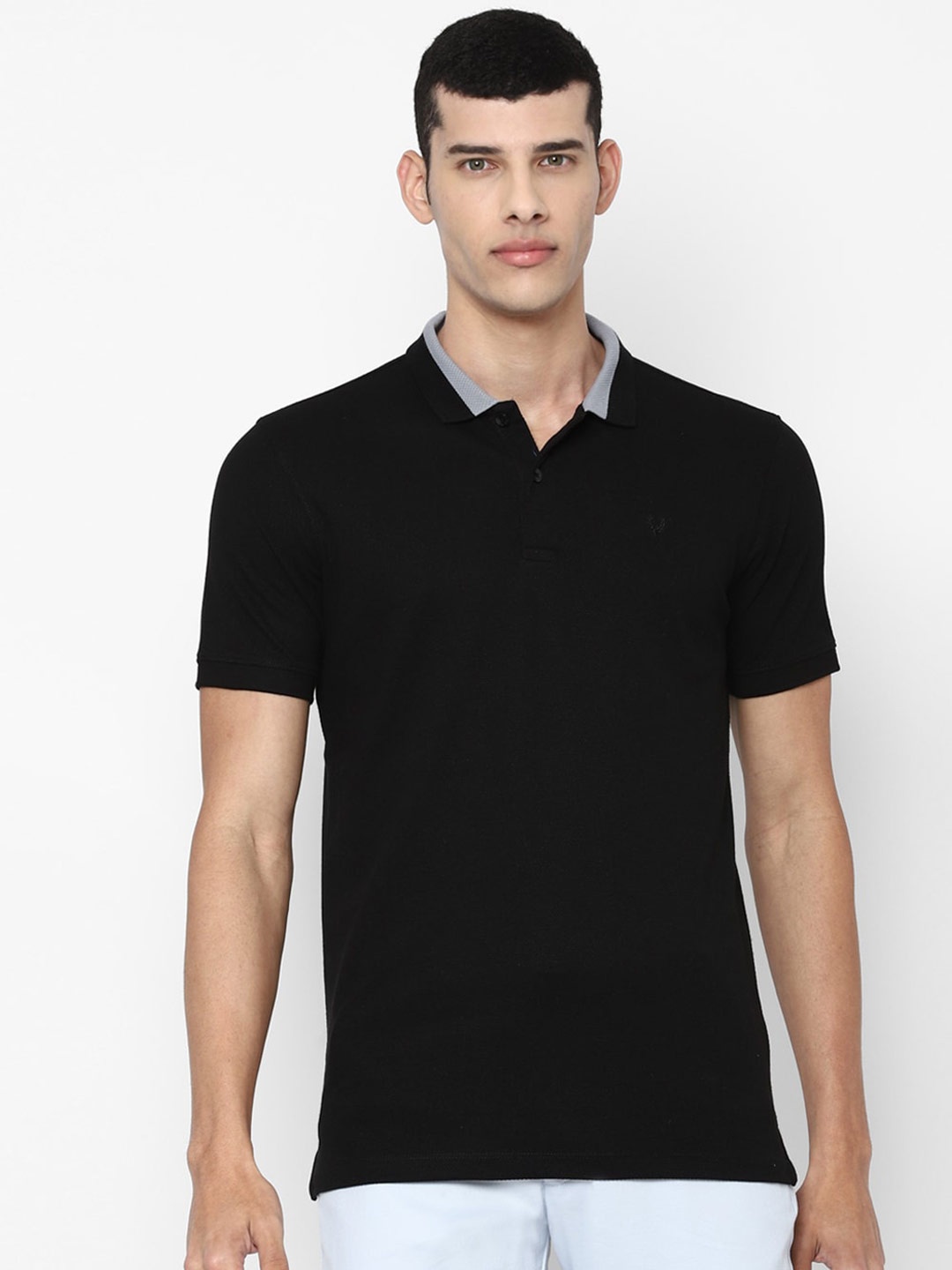 

Allen Solly Men Black Polo Collar Pockets T-shirt