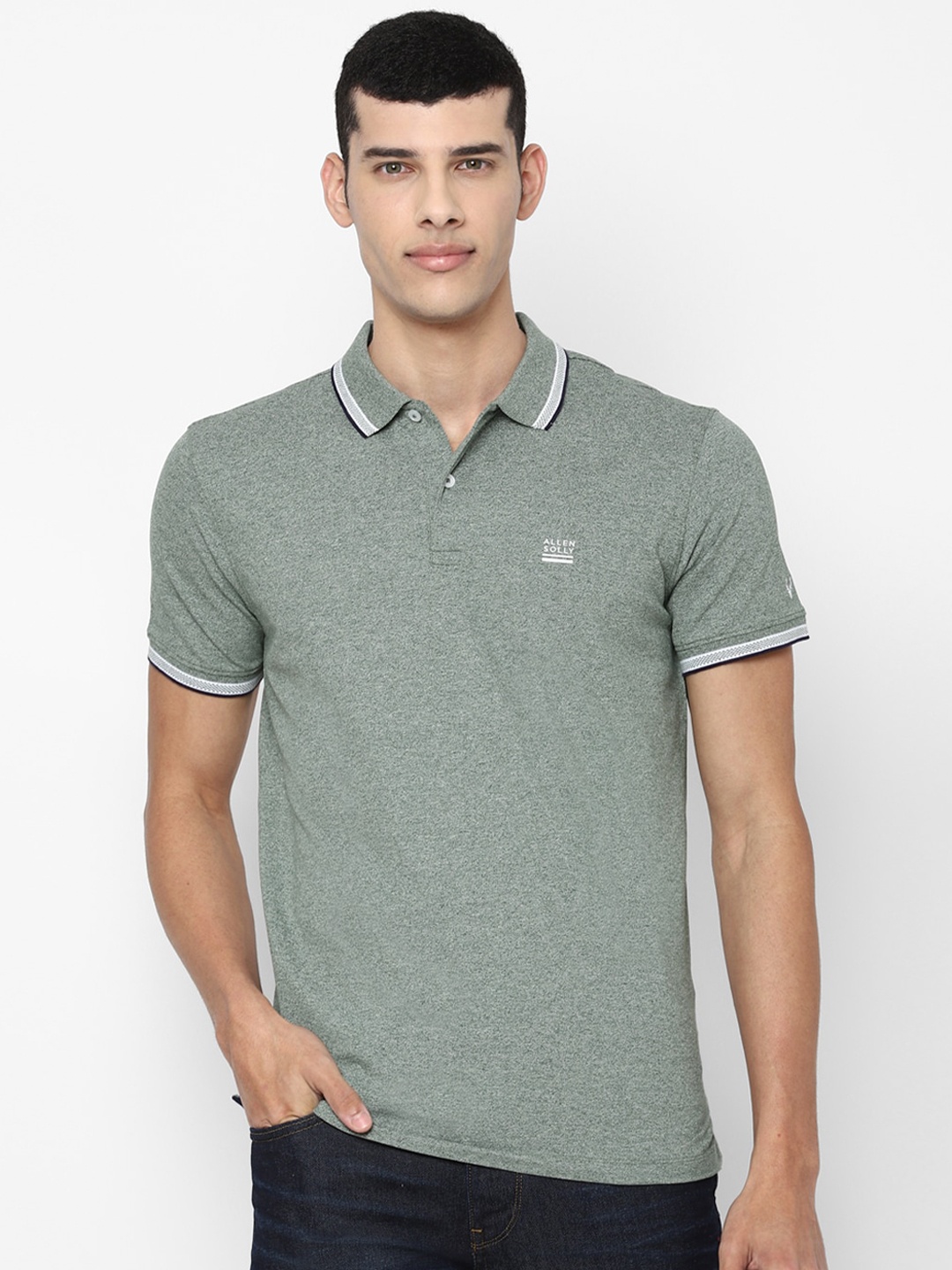 

Allen Solly Men Grey Polo Collar T-shirt