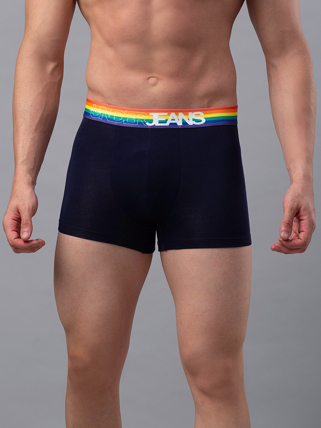 

UnderJeans by Spykar Men Navy Blue Solid Trunks UJMTRRPTS014