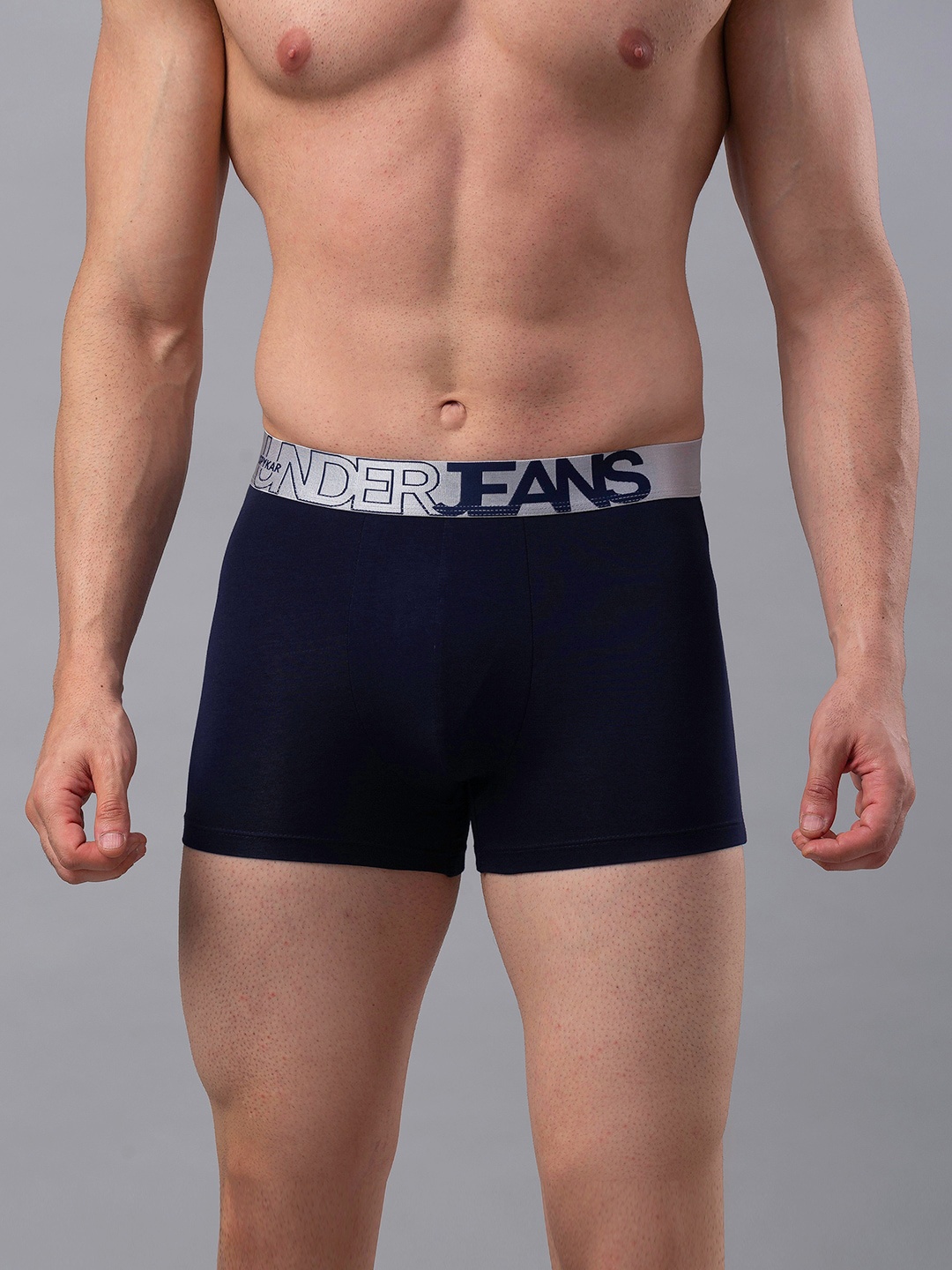 

UnderJeans by Spykar Men Navy Blue & Grey Solid Trunks UJMTRRPTS016