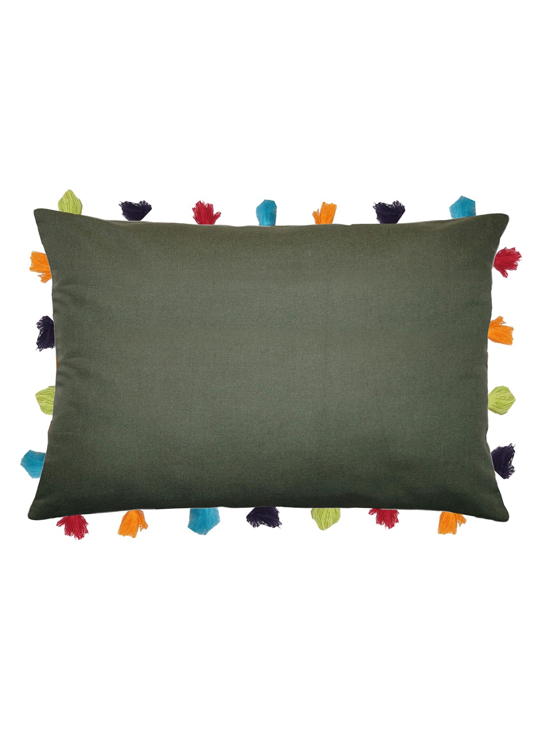 

Lushomes Green & Blue Single Solid Cotton Rectangle Cushion Cover