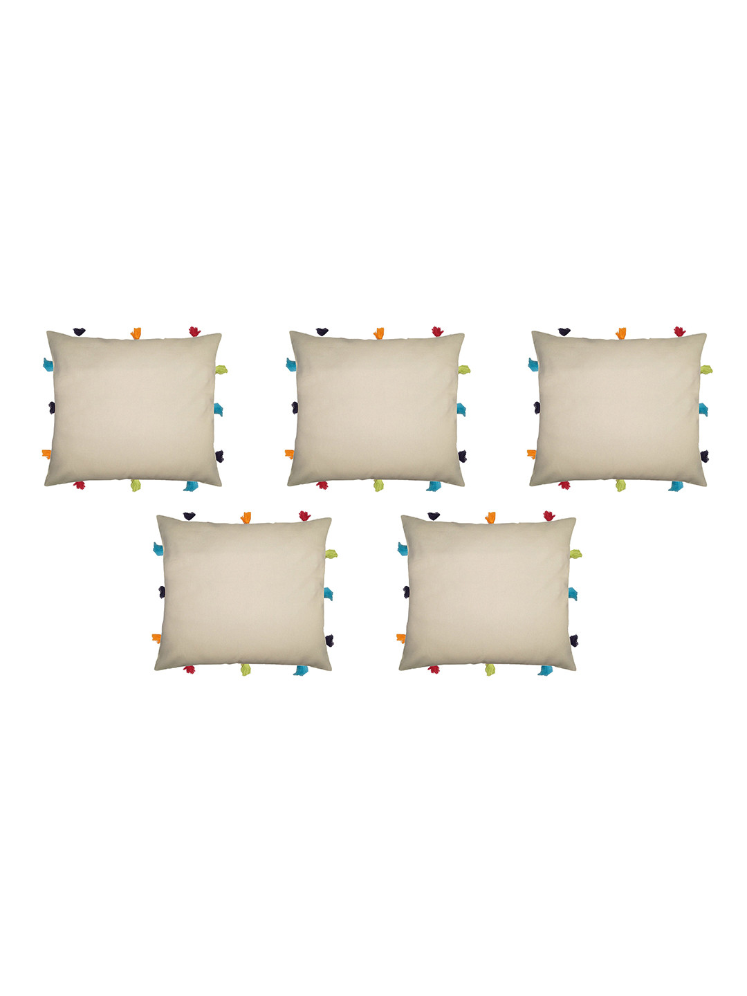 

Lushomes Set of 5 Off White Cushion Covers with Tassels