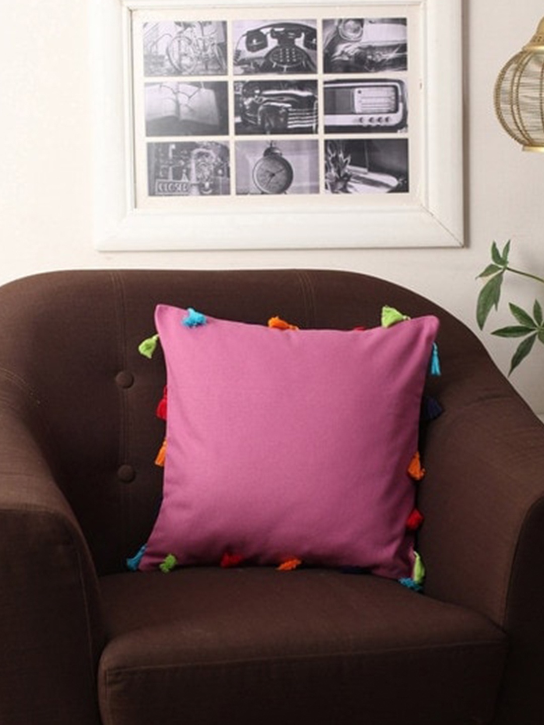 

Lushomes Pink & Red Set of 3 Square Cushion Covers