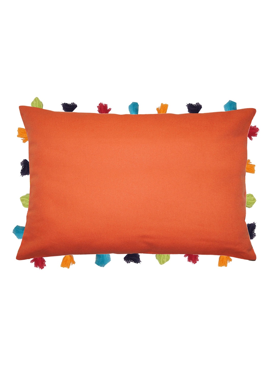 

Lushomes Gunmetal-Toned Rectangle Colorful Tassels Cushion Covers, Metallic