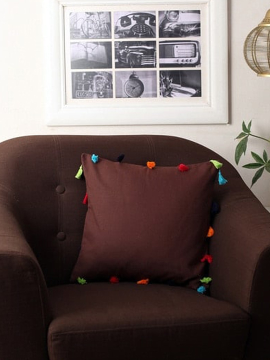 

Lushomes Brown & Blue Square Cushion Covers