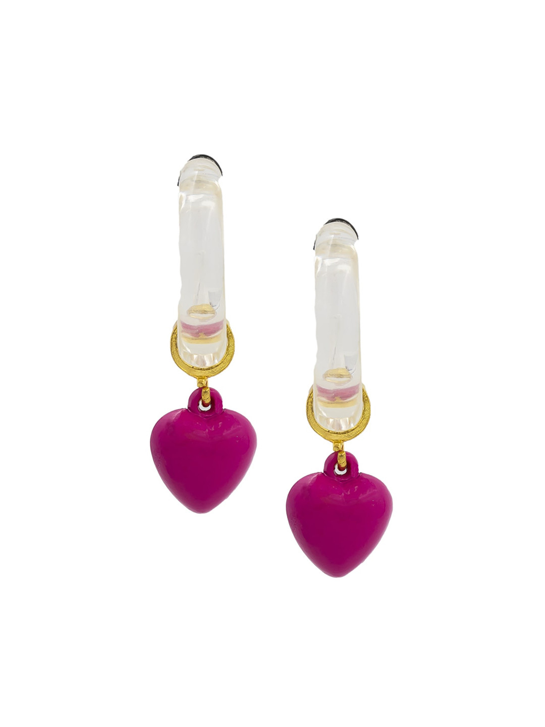

Bellofox Pink & White Heart Shaped Half Hoop Earrings