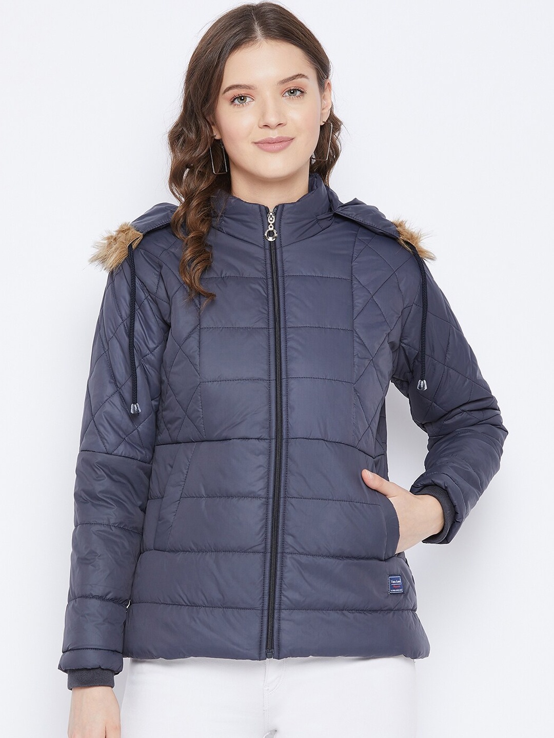 

VERO AMORE Women Navy Blue Insulator Longline Puffer Jacket