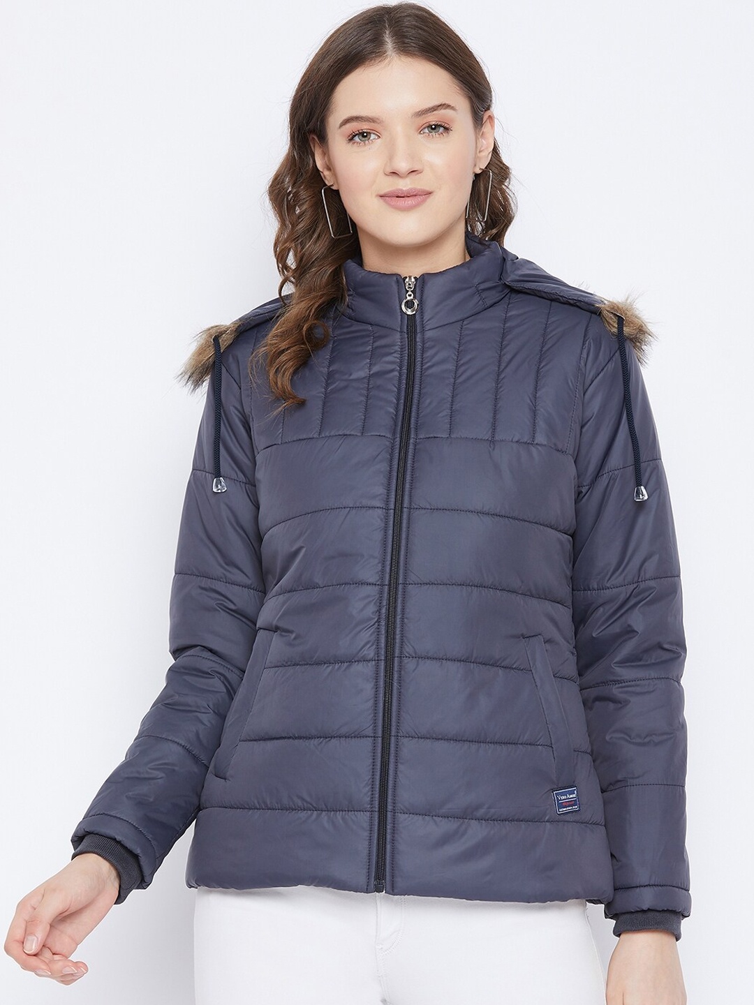 

VERO AMORE Women Navy Blue Insulator Longline Puffer Jacket
