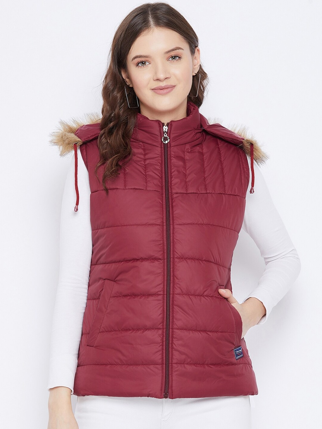 

VERO AMORE Women Maroon Washed Insulator Crop Parka Jacket