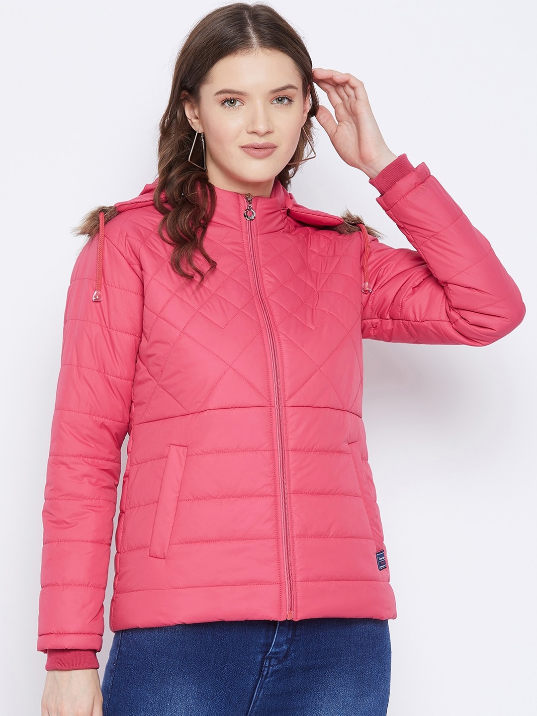 

VERO AMORE Women Pink Insulator Hooded Padded Jacket With Detachable Hood