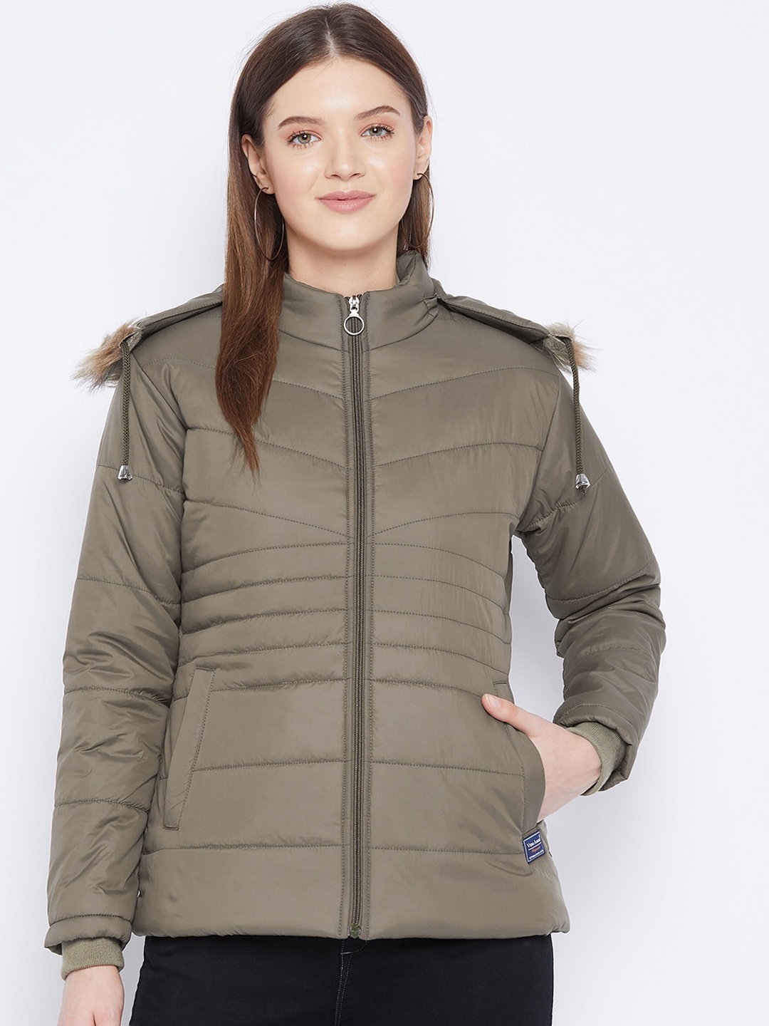 

VERO AMORE Women Olive Green Insulator Parka Jacket