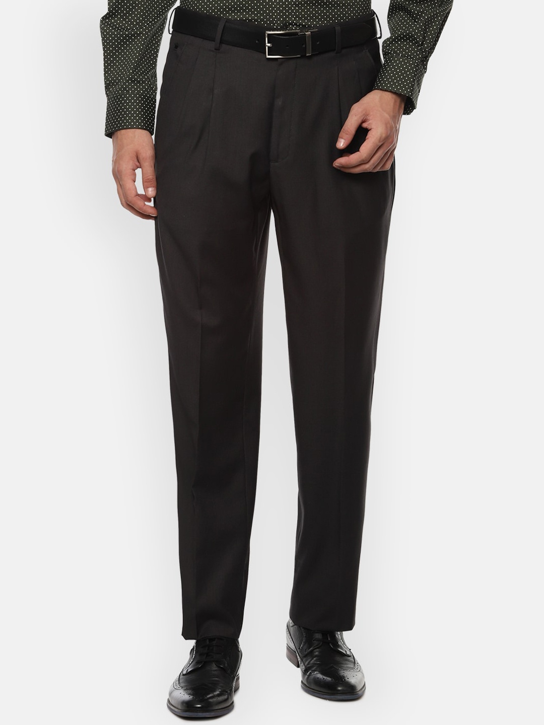 

Louis Philippe Men Brown Pleated Formal Trousers