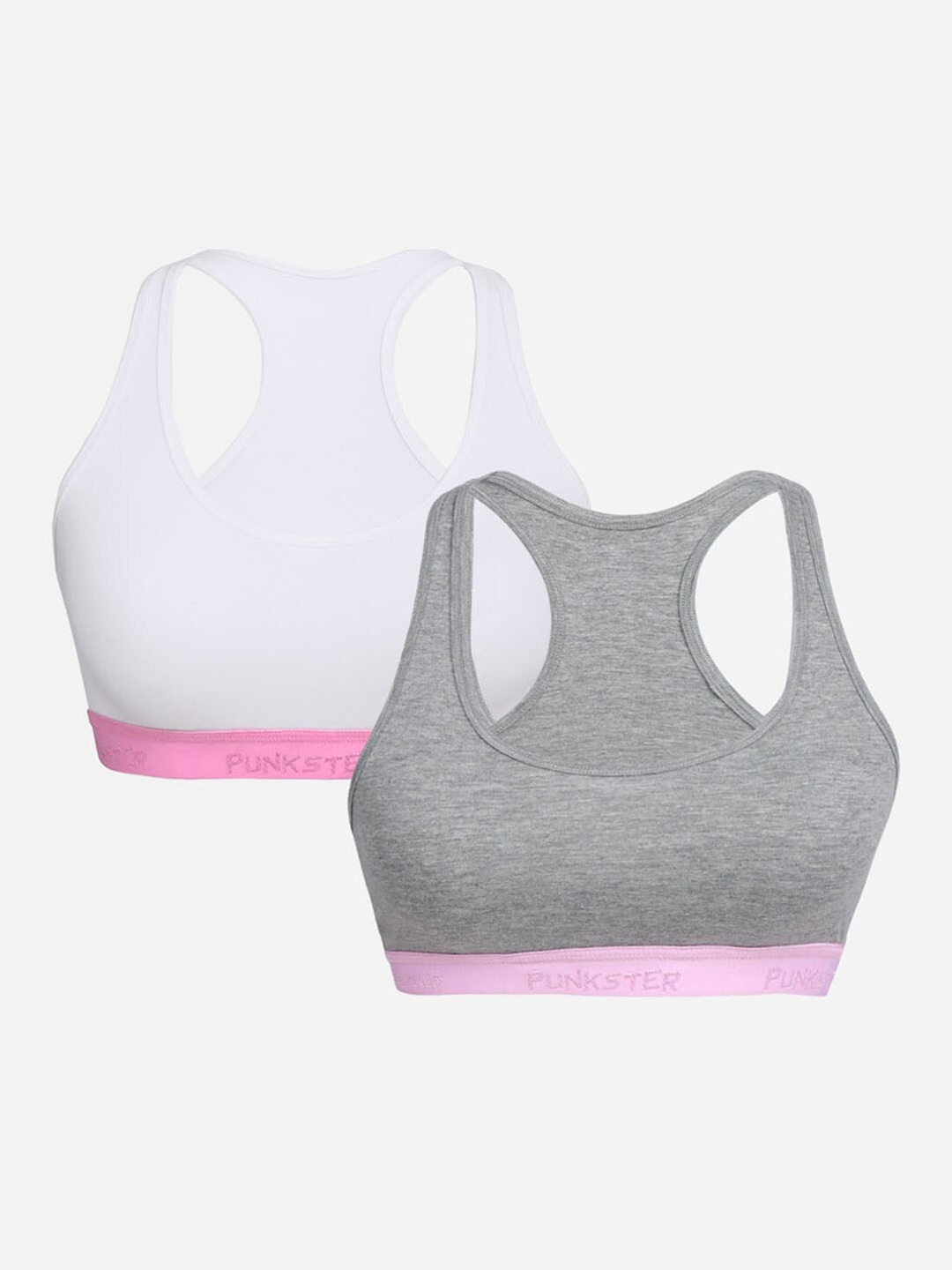 

Punkster Girls Set of 2 White & Grey Workout Bra