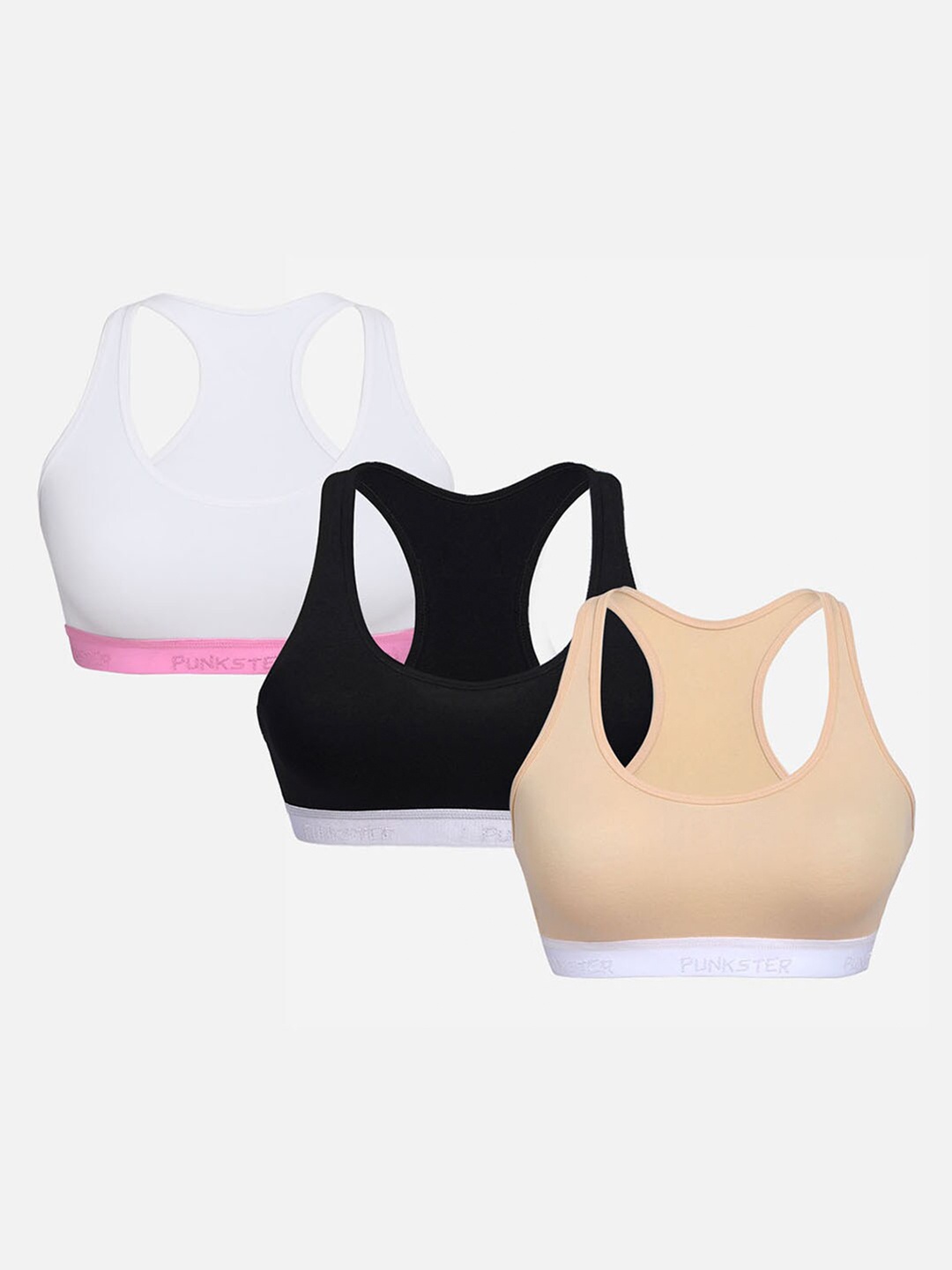 

Punkster Pack of 3 Nude-Coloured & Black Beginners Bra 15023