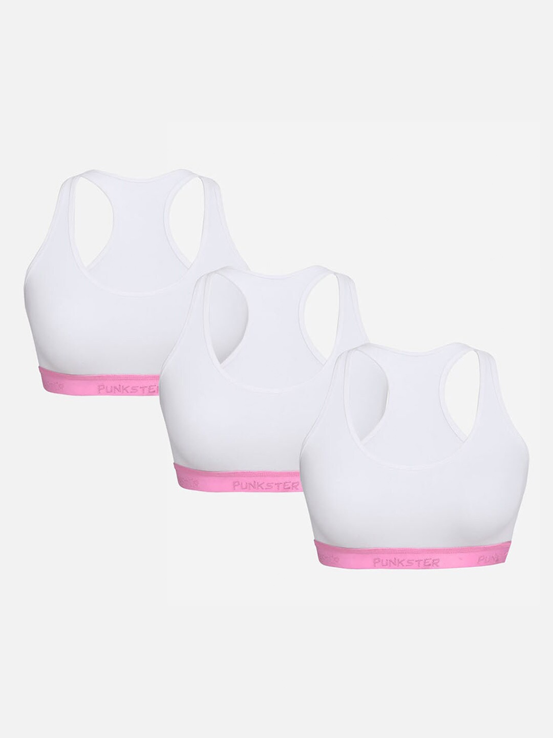 

Punkster Pack of 3 Girls White & Pink Beginners Bra
