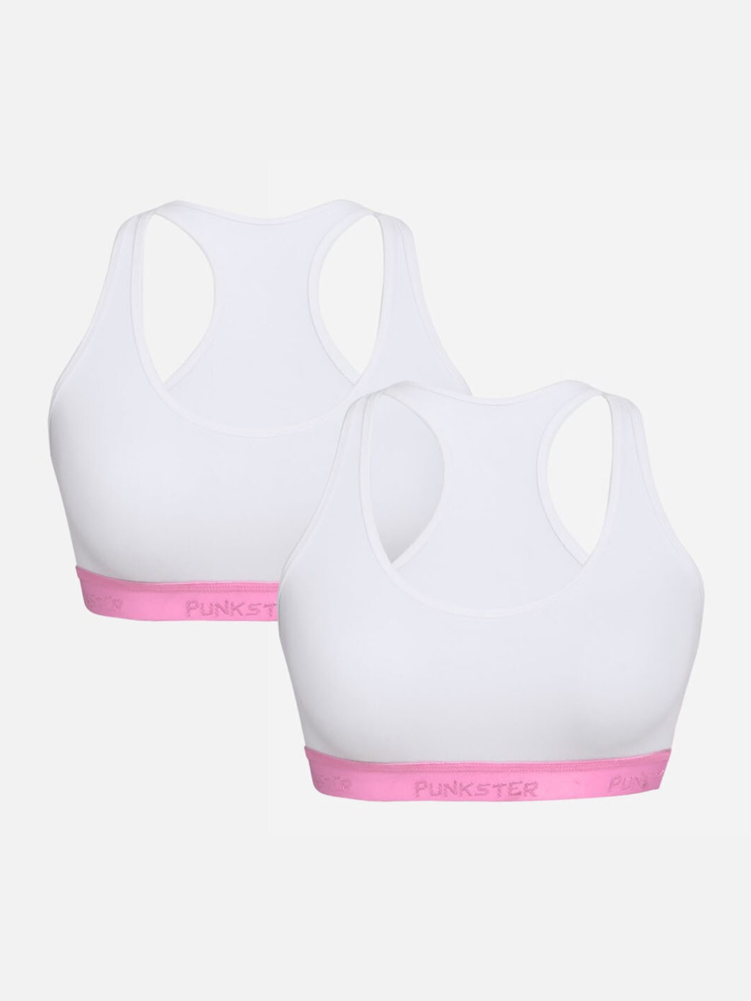 

Punkster Pack of 2 White & Pink Sports Bra