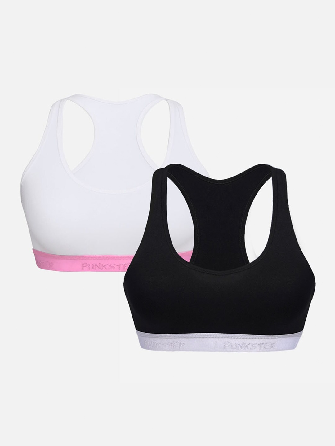 

Punkster Girls Pack Of 2 White & Black Workout Bra